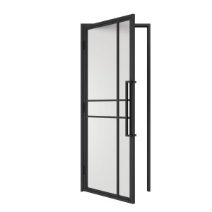 HappyHome Living Stalen Deur - Met Kozijn - 6 Vlaks - Mat Glas - Linksdraaiend