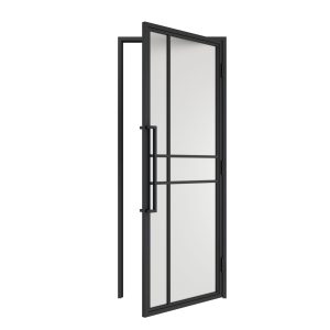 HappyHome Living Stalen Deur - Met Kozijn - 6 Vlaks - Mat Glas - Rechtsdraaiend