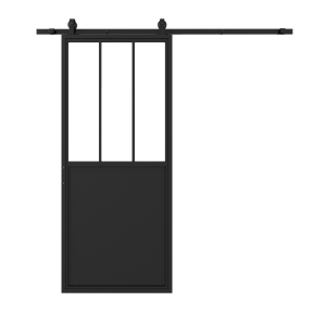 HappyHome Living Schuifdeur - Staal - 3 Vlaks plus Kickplate - Helder Glas