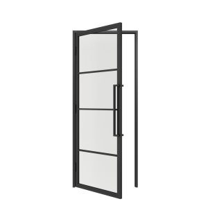 HappyHome Living Stalen Deur - Met Kozijn - 4 Vlaks - Helder Glas - Linksdraaiend