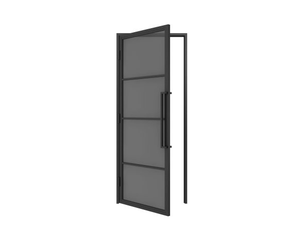 HappyHome Living Stalen Deur - Met Kozijn - 4 Vlaks - Rook Glas - Linksdraaiend