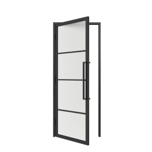HappyHome Living Stalen Deur - Met Kozijn - 4 Vlaks - Mat Glas - Linksdraaiend