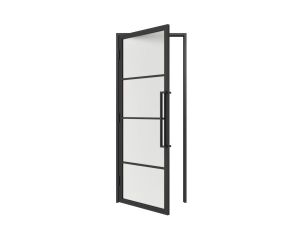 HappyHome Living Stalen Deur - Met Kozijn - 4 Vlaks - Mat Glas - Linksdraaiend