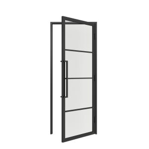 HappyHome Living Stalen Deur - met Kozijn - 4 Vlaks - Helder Glas - Rechtsdraaiend