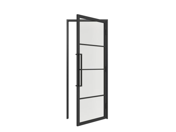 HappyHome Living Stalen Deur - Met Kozijn - 4 Vlaks - Helder Glas - Rechtsdraaiend