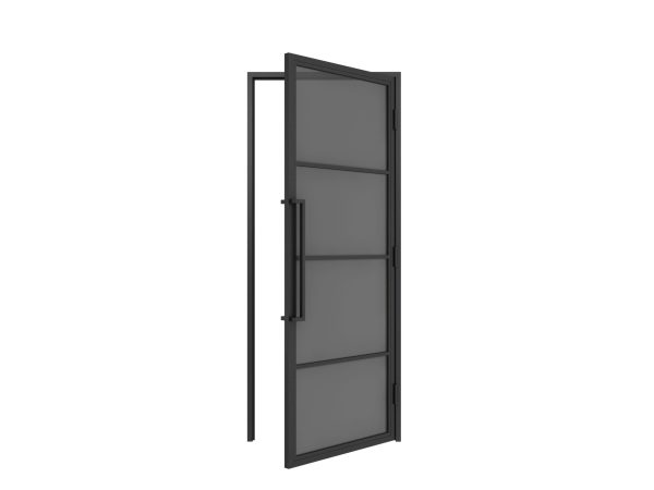 HappyHome Living Stalen Deur - Met Kozijn - 4 Vlaks - Rook Glas - Rechtsdraaiend