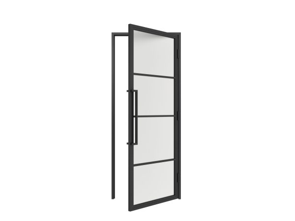 HappyHome Living Stalen Deur - Met Kozijn - 4 Vlaks - Mat Glas - Rechtsdraaiend
