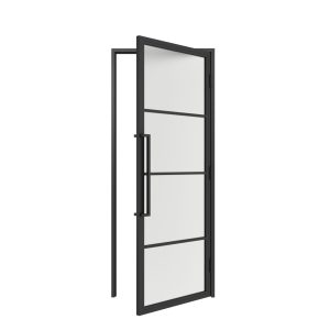 HappyHome Living Stalen Deur - Met Kozijn - 4 Vlaks - Mat Glas - Rechtsdraaiend