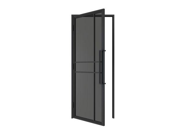 HappyHome Living Stalen Deur - Met Kozijn - 6 Vlaks - Rook Glas - Linksdraaiend