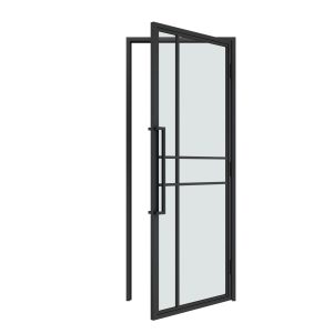 HappyHome Living Stalen Deur - Met Kozijn - 6 Vlaks - Helder Glas - Rechtsdraaiend