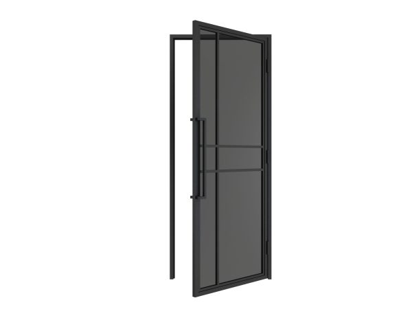 HappyHome Living Stalen Deur - Met Kozijn - 6 Vlaks - Rook Glas - Rechtsdraaiend