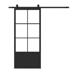 HappyHome Living Schuifdeur - Staal - 6 Vlaks plus Kickplate - Helder Glas