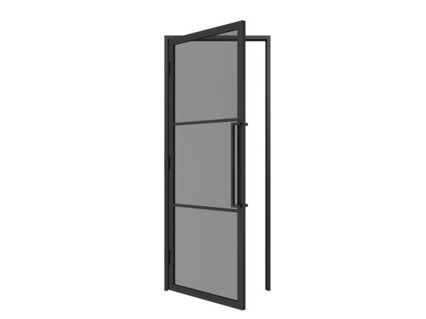 HappyHome Living Stalen Deur - Met Kozijn - 3 Vlaks - Rook Glas - Linksdraaiend