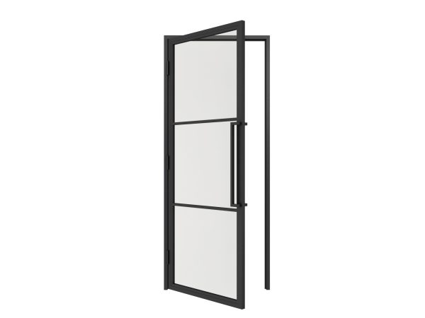 HappyHome Living Stalen Deur - Met Kozijn - 3 Vlaks - Helder Glas - Linksdraaiend