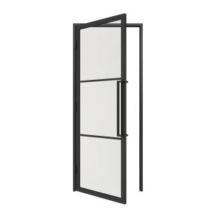 HappyHome Living Stalen Deur - Met Kozijn - 3 Vlaks - Helder Glas - Linksdraaiend