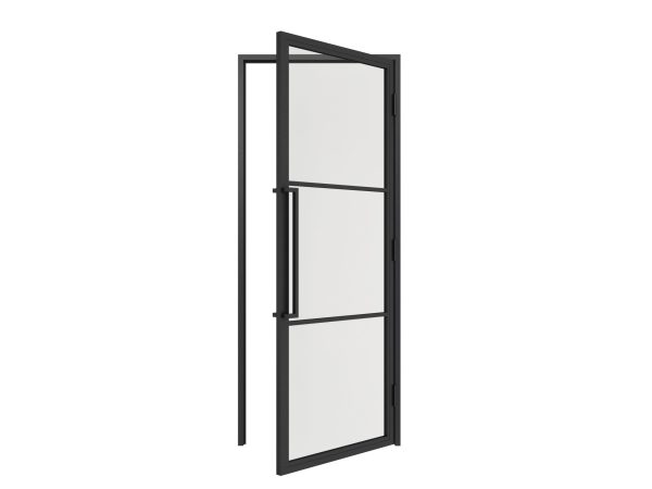 HappyHome Living Stalen Deur - Met Kozijn - 3 Vlaks - Helder Glas - Rechtsdraaiend