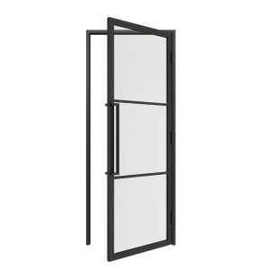 HappyHome Living Stalen Deur - Met Kozijn - 3 Vlaks - Helder Glas - Rechtsdraaiend