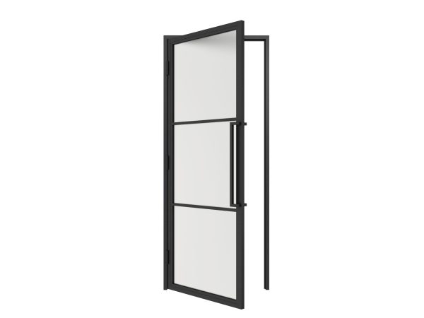 HappyHome Living Stalen Deur - Met Kozijn - 3 Vlaks - Mat Glas - Linksdraaiend