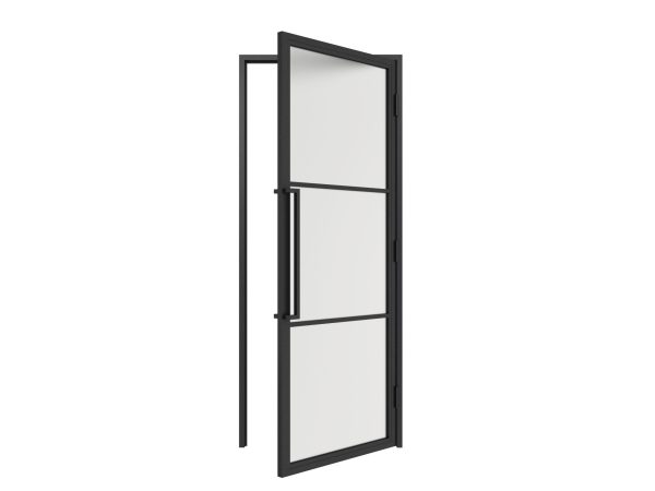 HappyHome Living Stalen Deur - Met Kozijn - 3 Vlaks - Mat Glas - Rechtsdraaiend