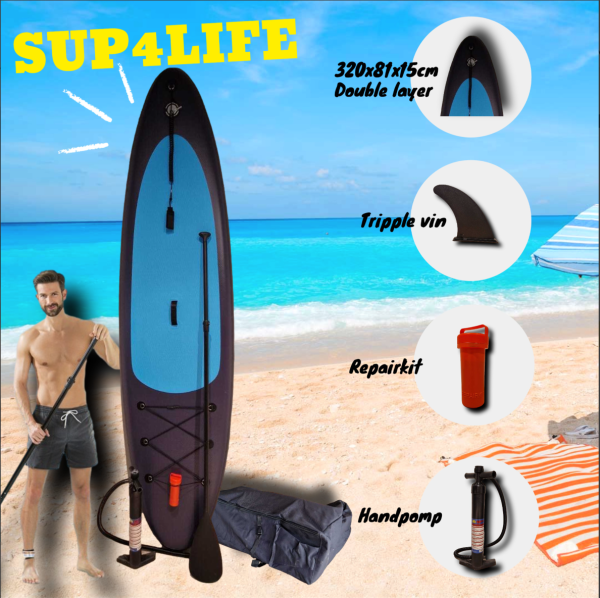 HappyHome Living Sup4Life Supboard - Opblaasbaar Paddle Board - Blauw - Afbeelding 2